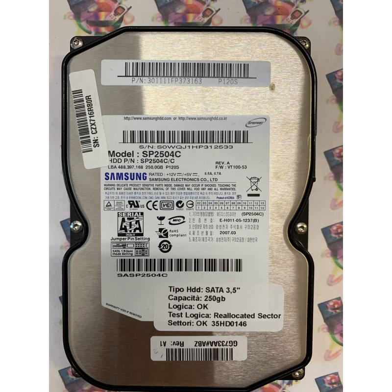 Hard Disk Usato Semifunzionante SATA 3,5