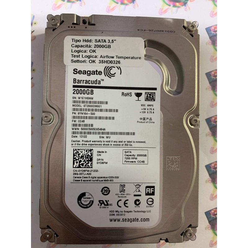 Hard Disk Usato Semifunzionante SATA 3,5