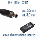 Alimentatore Compatibile 60W 19V 3,16A 5,5 x 3,0mm Cavo Alimentazione Incluso