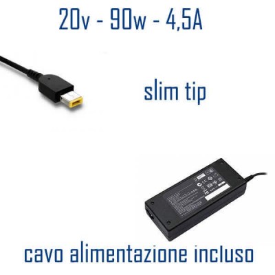 Alimentatore Compatibile 90W 20V 4,5A Slim Tip Lenovo Cavo Alimentazione Incluso